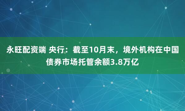 永旺配资端 央行：截至10月末，境外机构在中国债券市场托管余额3.8万亿